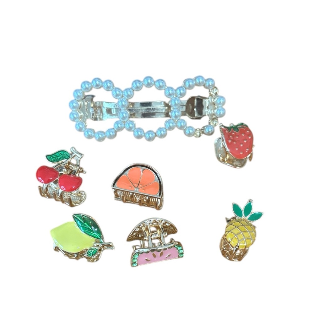 Anthropologie Fruit Hair Clip and Pearl Hair Clip Set